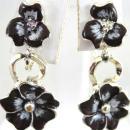Double Pansy Drop Earrings Vintage Enamel So Pretty