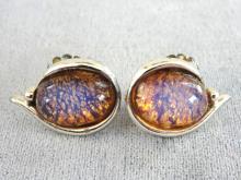 Jelly Opal Earrings Dragon's Breath Fire Vintage