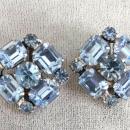 WEISS Aqua Blue Earrings Vintage Big and Beautiful Rhinestones
