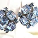 WEISS Aqua Blue Earrings Vintage Big and Beautiful Rhinestones