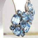 WEISS Aqua Blue Earrings Vintage Big and Beautiful Rhinestones