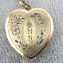 ANN Sweetheart Locket Etching Chain Gold Filled L Mfg Vintage