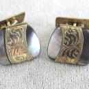 AmeriKaner Etched Cuff Links Black Mother of Pearl Beautiful