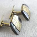 AmeriKaner Etched Cuff Links Black Mother of Pearl Beautiful
