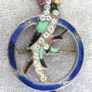 Art Deco Parrot Pin 1930s Enamel Rhinestones Beauty!
