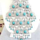 Turquoise Blue Bib Set Cascading Necklace Earrings Filigree Vintage Demi