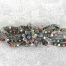 CZECH Antique Brooch Pin Pot Metal Multi Color Paste Large 3 1/2 Inches