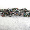 CZECH Antique Brooch Pin Pot Metal Multi Color Paste Large 3 1/2 Inches