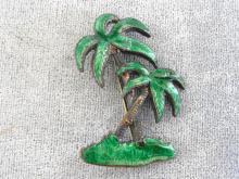 Old Palm Trees Pin Enamel 1940s Vintage