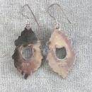 Beautiful Black Onyx Sterling Silver Granulation Pierced Earrings Vintage