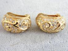 Vintage Christian Dior Earrings Pave Style Clips Fab!
