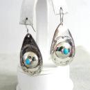 Native American Turquoise Earrings Pierced Large Vintage Sterling