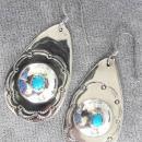 Native American Turquoise Earrings Pierced Large Vintage Sterling
