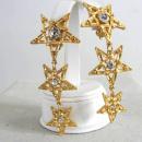 Fabulous 3 Star Earrings Rhinestones Vintage 3 1/2 Inches Long!