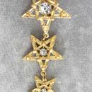 Fabulous 3 Star Earrings Rhinestones Vintage 3 1/2 Inches Long!