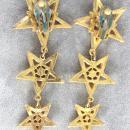 Fabulous 3 Star Earrings Rhinestones Vintage 3 1/2 Inches Long!
