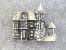Sterling Victorian House Pin Massachusetts