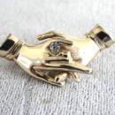 Vintage Clasped Hands Pin Rhinestone Couple Engagement