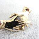 Vintage Clasped Hands Pin Rhinestone Couple Engagement