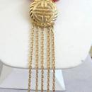 Faux Angel Skin Coral Bead Necklace Pendant Drops Vintage