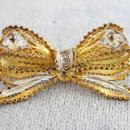 Filigree Ribbon Pin Two Tone 800 Silver Bow Vintage