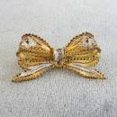 Filigree Ribbon Pin Two Tone 800 Silver Bow Vintage