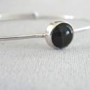 Vintage Cats Eye Sterling Bracelet Bangle Cuff Locking Silver Artisan Studio Deep Green