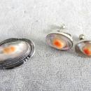 Blister Pearl Set Demi Vintage Pin Earrings Sterling Silver