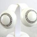 Crown Trifari White Rhinestone Earrings Vintage