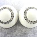 Crown Trifari White Rhinestone Earrings Vintage
