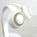 Crown Trifari White Rhinestone Earrings Vintage