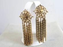 Chain Swag Earrings Vintage Royal Openwork 3.5 Inches