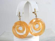 Marmalade Lucite Double Hoop Earrings Vintage Drops