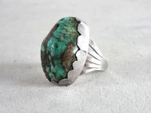 Huge Turquoise Sterling Ring Silver Native American Old