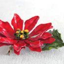 Large Poinsettia Flower Pin Brooch 2 3/4 Inches Christmas Vintage