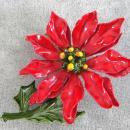 Large Poinsettia Flower Pin Brooch 2 3/4 Inches Christmas Vintage