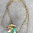 Christian Dior Gold Filled Necklace Pendant Green Moonglow Vintage