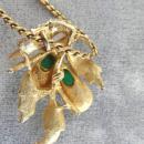 Christian Dior Gold Filled Necklace Pendant Green Moonglow Vintage