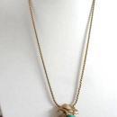 Christian Dior Gold Filled Necklace Pendant Green Moonglow Vintage