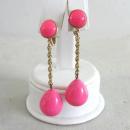Fabulous Crown Trifari Hot Pink Drop Earrings Vintage