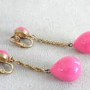 Fabulous Crown Trifari Hot Pink Drop Earrings Vintage