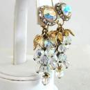 Aurora Borealis Crystal Earrings Dangles Loaded Long Vintage Gorgeous!