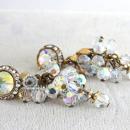 Aurora Borealis Crystal Earrings Dangles Loaded Long Vintage Gorgeous!