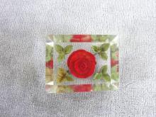 Lucite Rose Pin Rectangular Reverse Carved Vintage