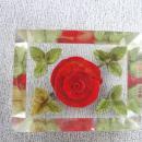Lucite Rose Pin Rectangular Reverse Carved Vintage