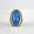 ART DECO Ring Silver 1930s Blue Swirl Stone Vintage