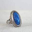 ART DECO Ring Silver 1930s Blue Swirl Stone Vintage