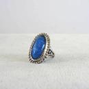 ART DECO Ring Silver 1930s Blue Swirl Stone Vintage