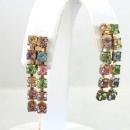 Trifari Rhinestone Earrings,Pastel,Prong Set