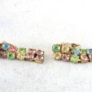 Trifari Rhinestone Earrings,Pastel,Prong Set
